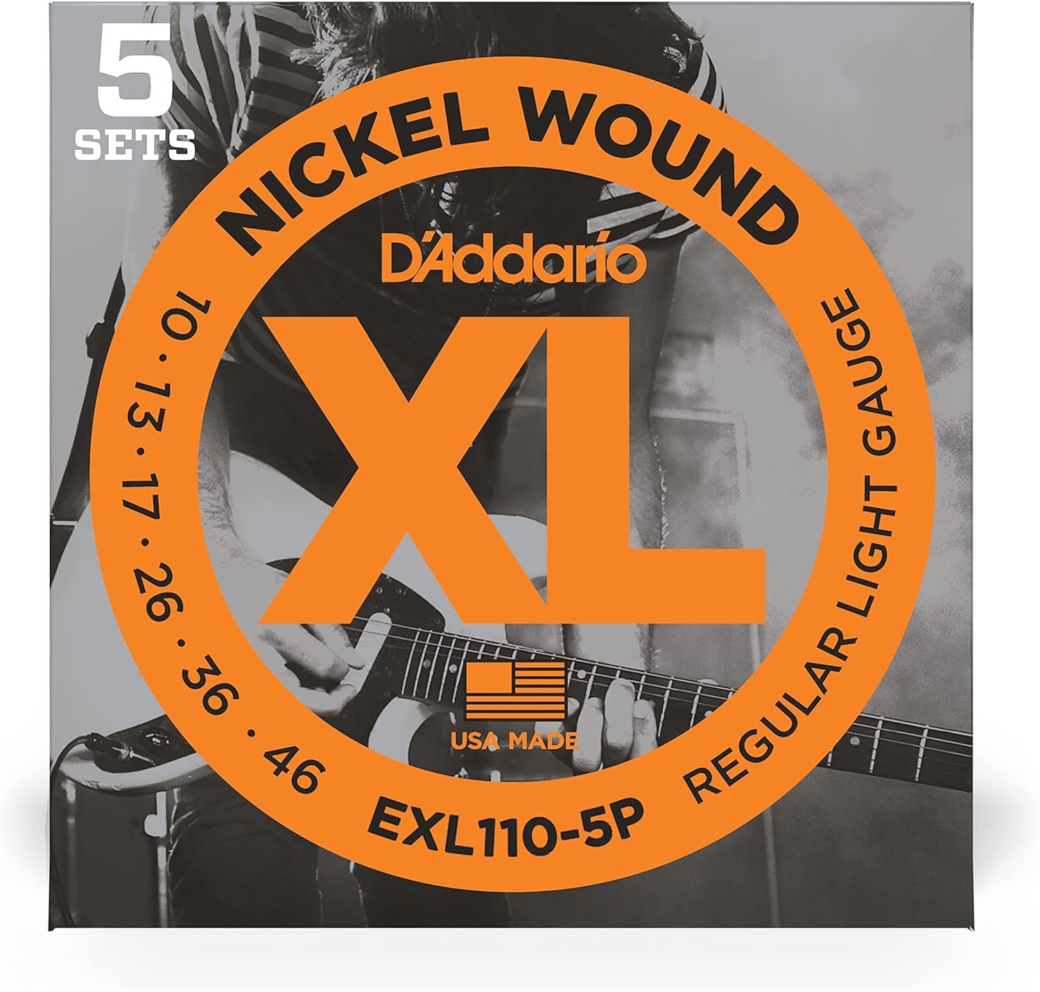 DAddario Guitar Strings - XL Nickel Electric Guitar Strings - EXL110-5P - Perfect Intonation, Consistent Feel, Reliable Durability - For 6 String Guitars - 10-46 Regular Light, 5-Pack