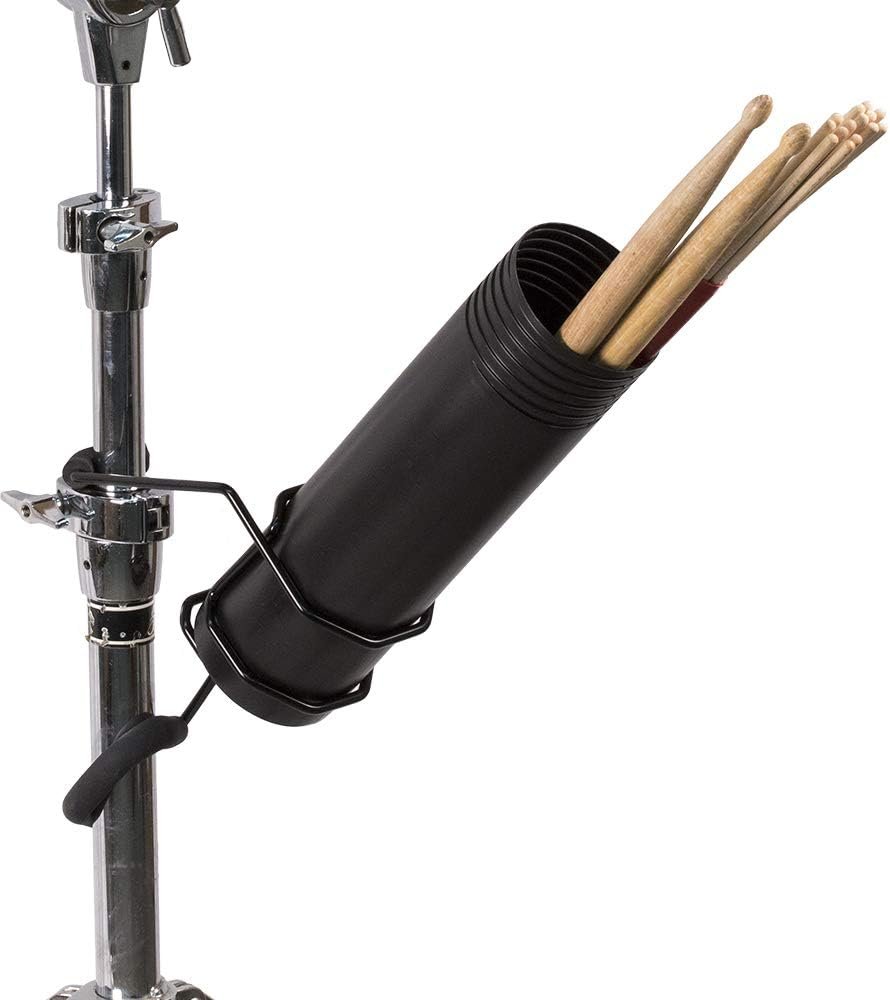 String Swing Drum Stick Holder - Stagehand Drumstick Container Bag Holds up to 8 Pairs of Zildjian Vic Firth ARLX and Vater Drumsticks - Two Clamps Attach Securely to Microphone  Cymbal Pole