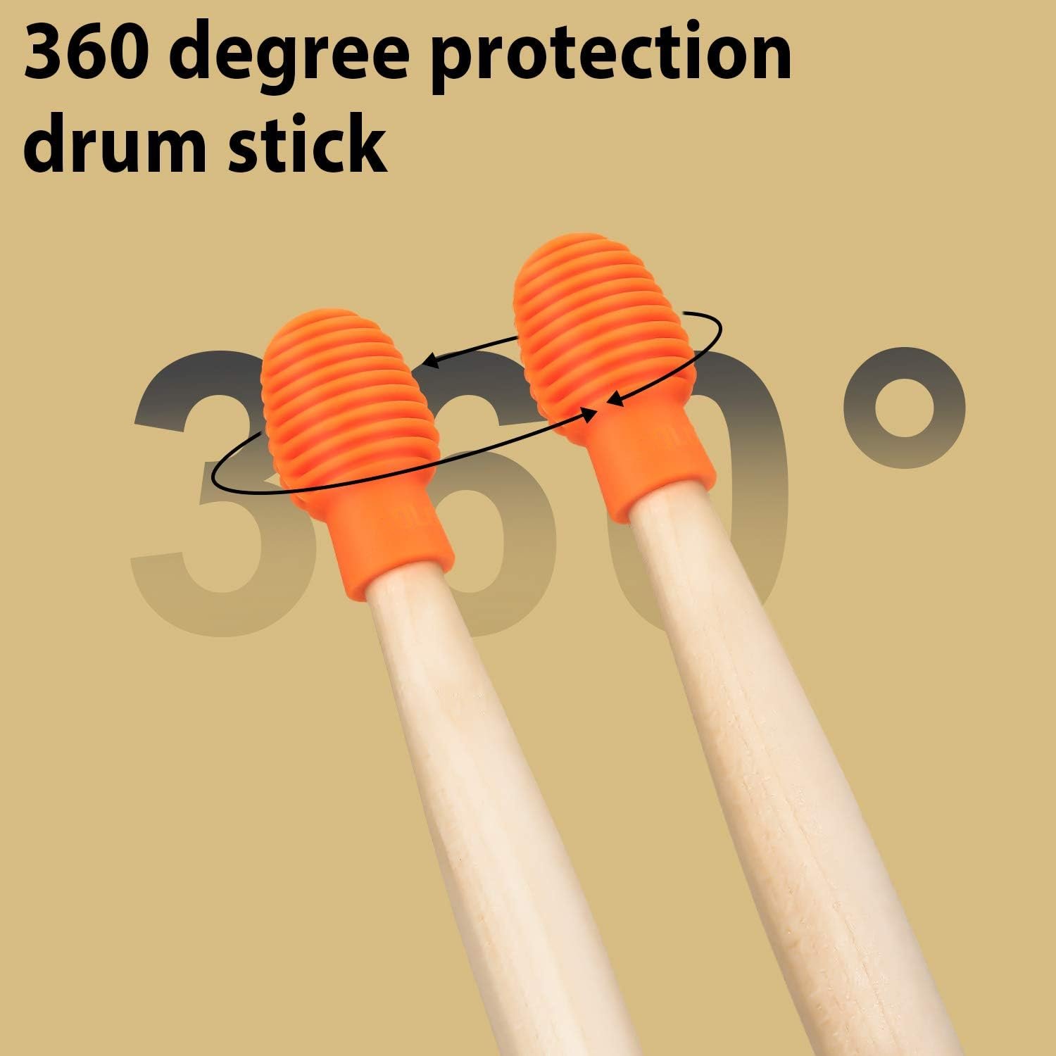 4 Pieces Drum Mute Drum Dampener Silicone Drumstick Silent Practice Tips Percussion Accessory Mute Replacement Musical Instruments Accessory (Orange, Grey,Grid)