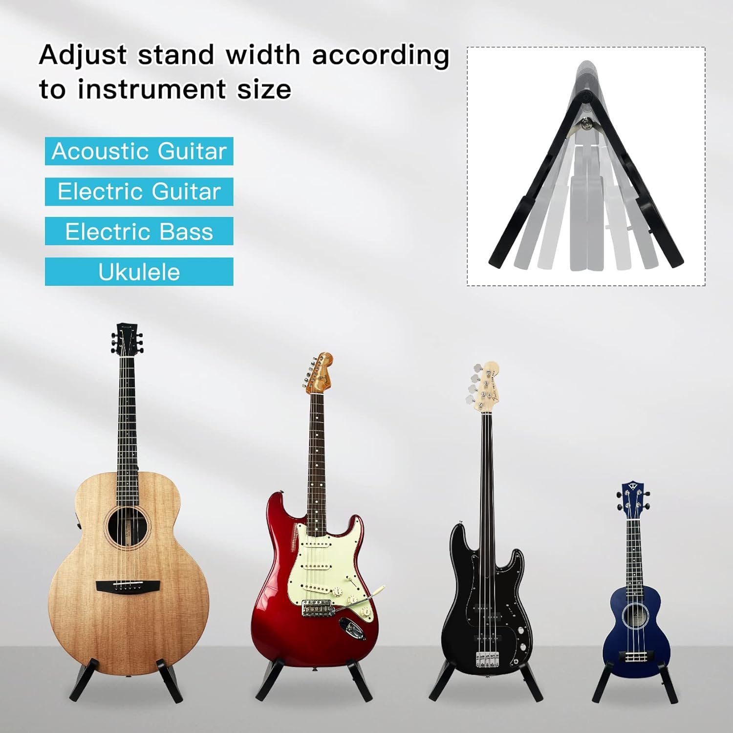 GUITTO Guitar Stand Tripod Adjustable Classic A-Frame Stand Universal for Acoustic and Bass Electric Guitars Folding Floor Travel Stand Small Single Holder (GGS-01)