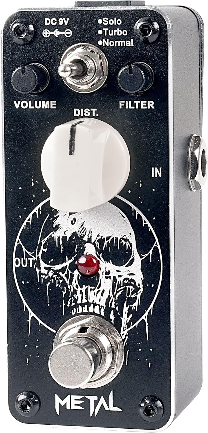 Metal Distortion Pedal for Electric Guitars, 3 Modes of Solo Turbo and Normal, Warm Smooth Wide Range of Vintage Distortion Sound, Mini Effect Pedal True Bypass, Art Design Series