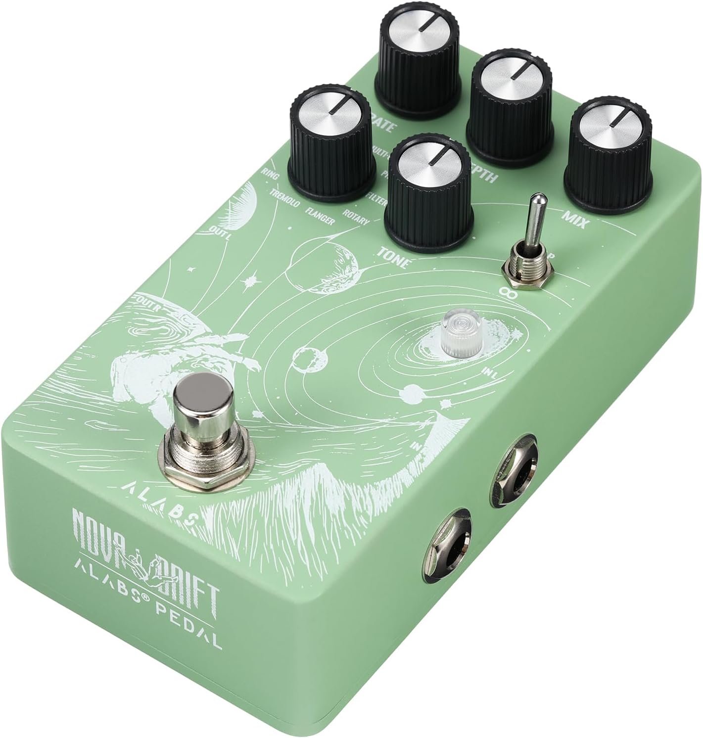 NOVADRIFT Modulation Pedals for Electric Guitar, with 9 Stereo Mod Effects,Vibe Chorus Phaser Rotary Flanger Tremolo Ring, Analog Dry Through,Tap Tempo,True Bypass,Multi-Expression Control