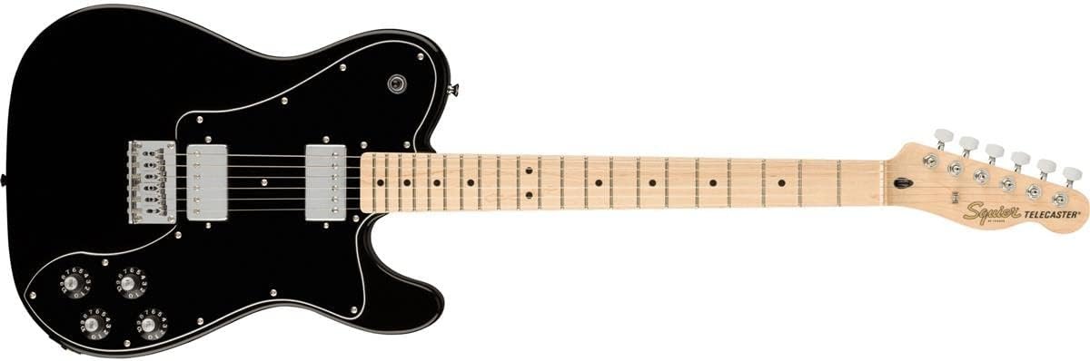 Squier Affinity Series Deluxe Telecaster Electric Guitar, with 2-Year Warranty, Black, Maple Fingerboard