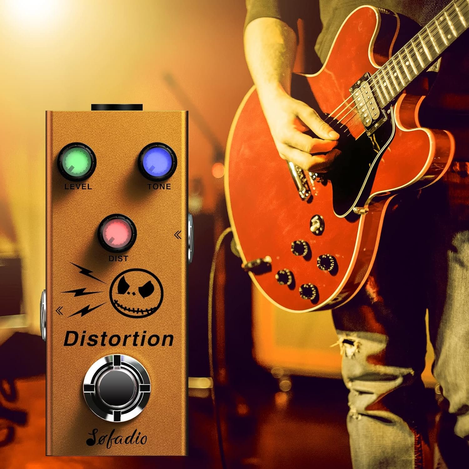 Delay Guitar Pedal, True Bypass DC 9V Mini Single Effect Pedals for Electric Guitars with Color LED Buttons Easy to Use in Dark Environment