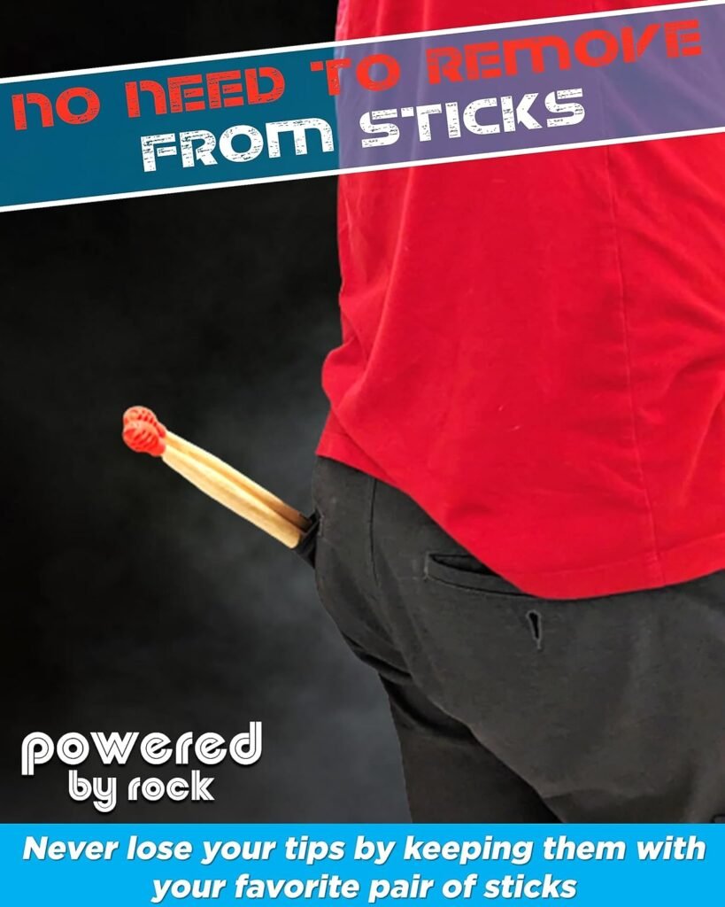 Drumstick Dampeners for Silencing Drumming Practice - Replace Your Drum Practice Pad - Silicone Drumstick Tips Mute Clacking Sound from Sticks on Solid Surfaces - 4 Pack