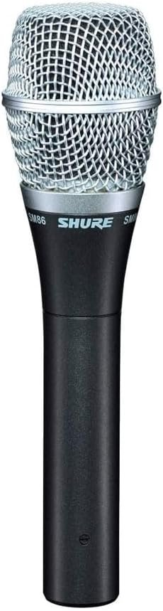 Shure SM86 Cardioid Condenser Vocal Microphone for Professional Use in Live Performance with Built-in 3-Point Shock Mount, 2-Stage Pop Filter to Reduce Wind/Breath Noise, No Cable Included (SM86-LC)